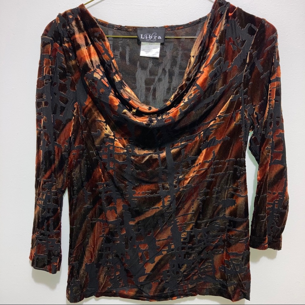 3/4 length sleeve cowl neck top